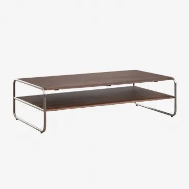 Mesa De Centro Em Madeira De Acácia E Aço Inoxidável Altrex Castanho-acácia Escuro & 110 X 60 Cm - Sklum