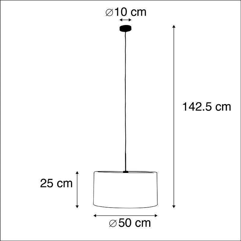 Candeeiro de suspensão rústico preto com aba-juro castanho 50 cm - Combi 1 Moderno,Rústico