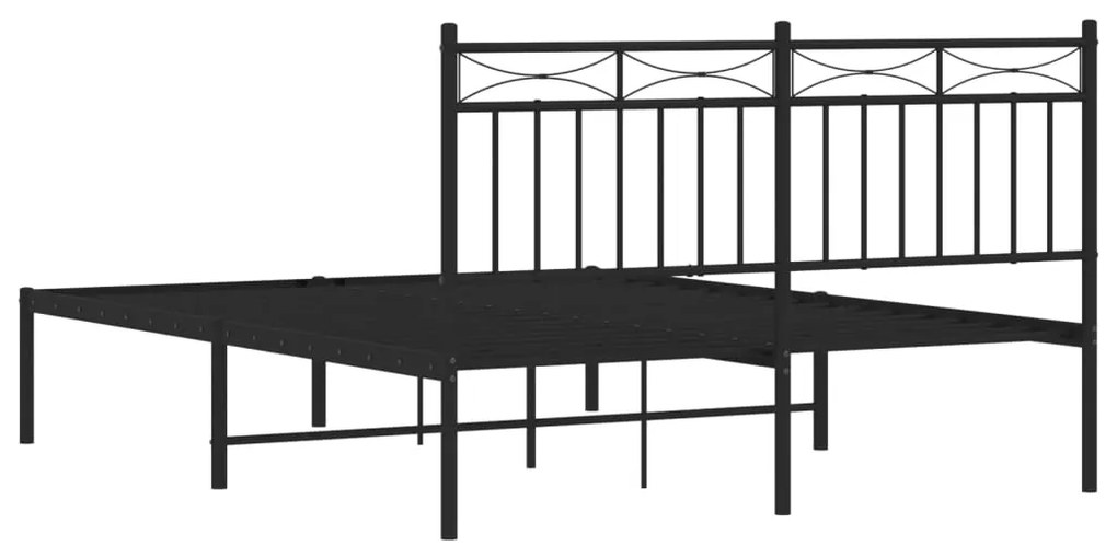 Estrutura de cama com cabeceira 140x200 cm metal preto