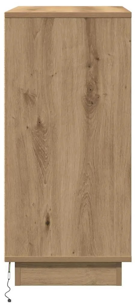 Criado-mudo vidaXL com LED Carvalho Artesanal 71x34,5x75 cm Madeira de