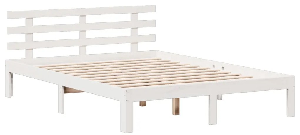Cama com estante sem colchão 160x200 cm pinho maciço branco
