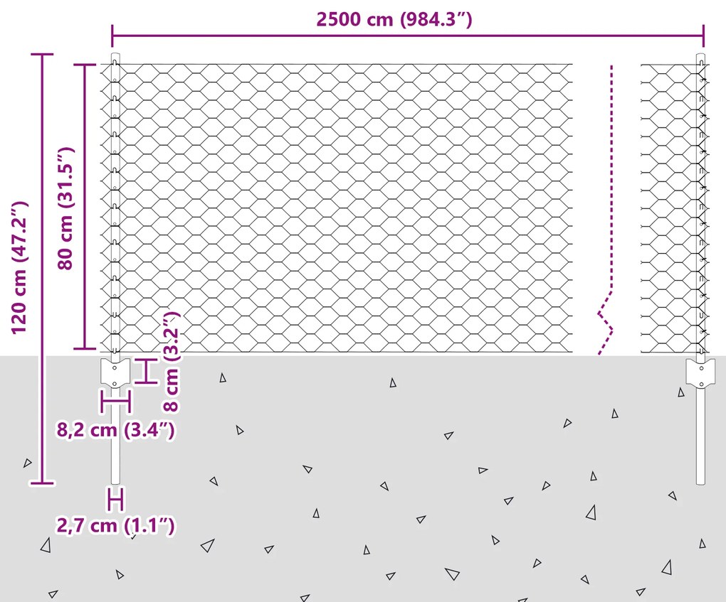Postes de Cerca vidaXL 11 pcs Canal U Verde 80 cm Aço