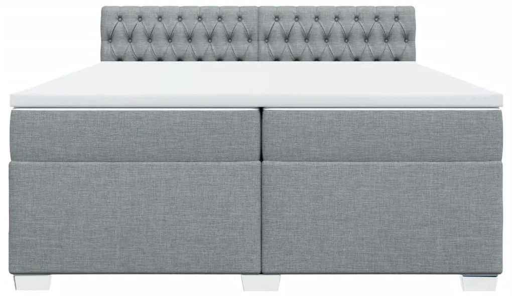 Cama com molas/colchão 200x200 cm tecido cinza-claro
