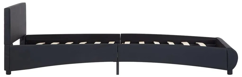 Estrutura de cama c/ LED 90x200 cm couro artificial preto