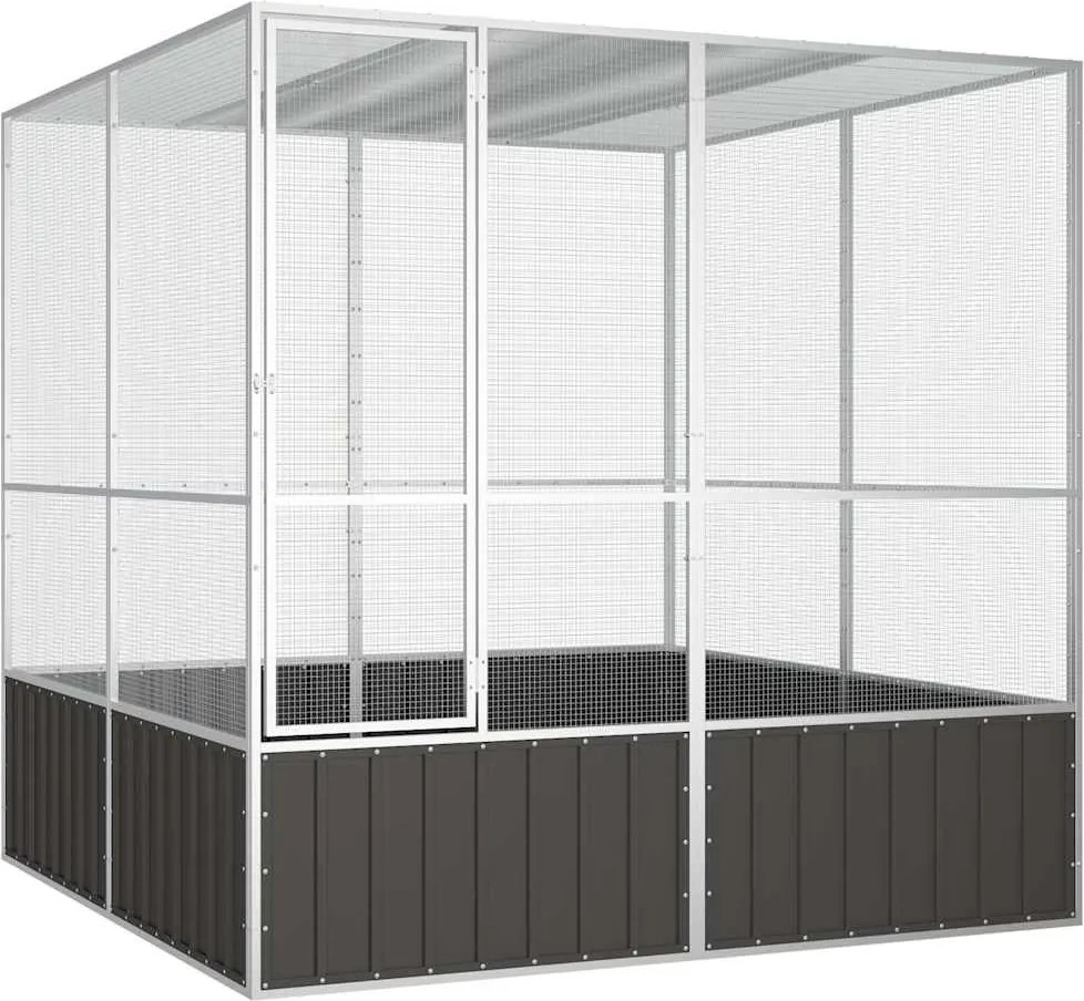 vidaXL Gaiola pássaros 213,5x217,5x211,5 cm aço galvanizado antracite