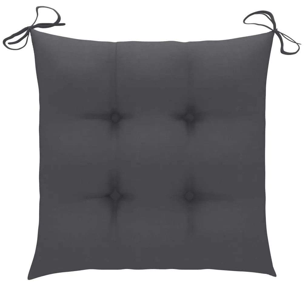 Cadeiras de jardim c/ almofadões antracite 4 pcs teca maciça
