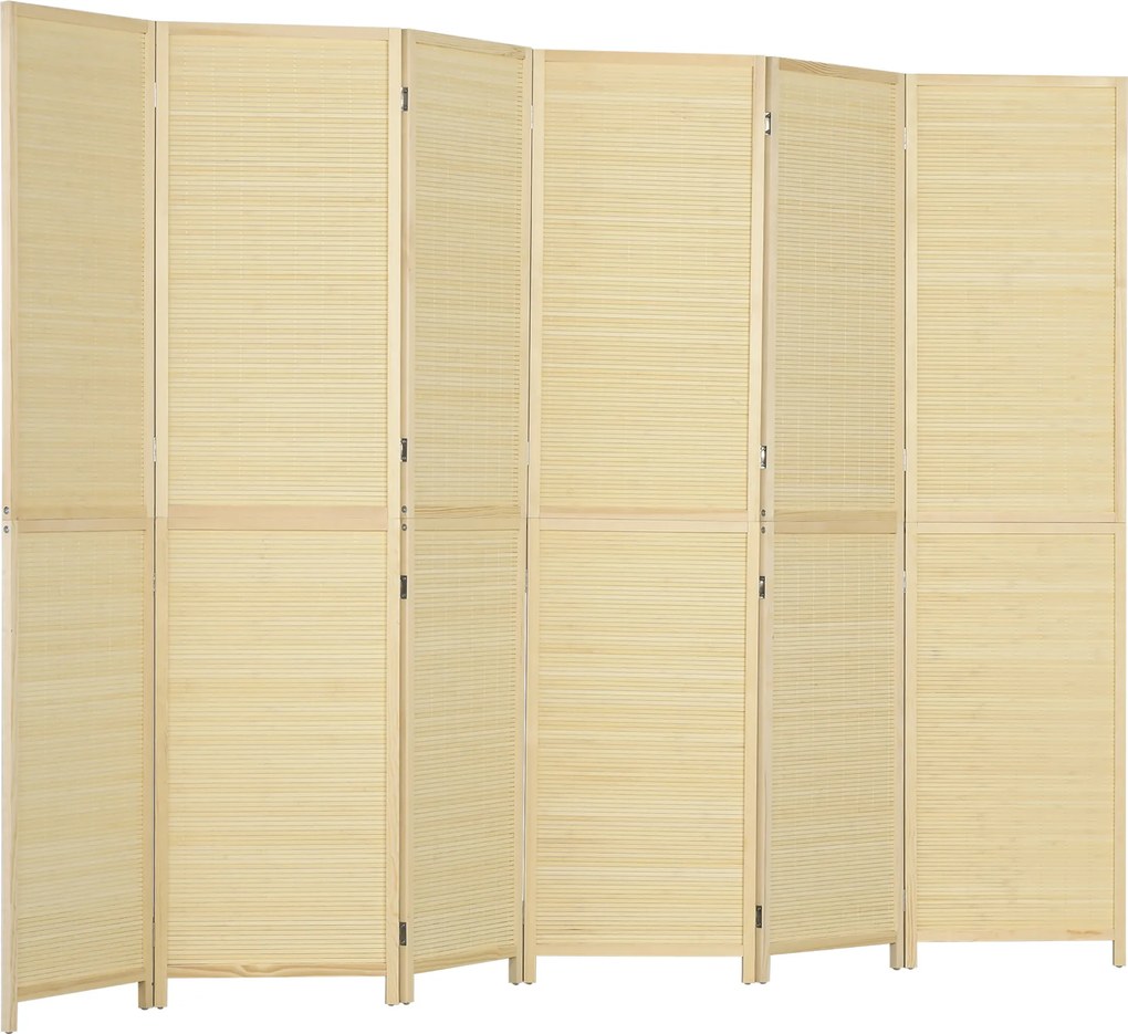 Biombo de bambu com 6 painéis, 270 x 180 cm, divisória dobrável para separar divisões - natural