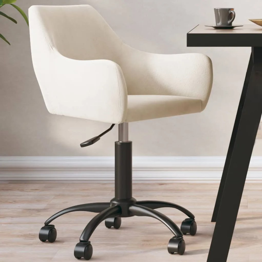vidaXL Cadeira de jantar giratória veludo cor creme