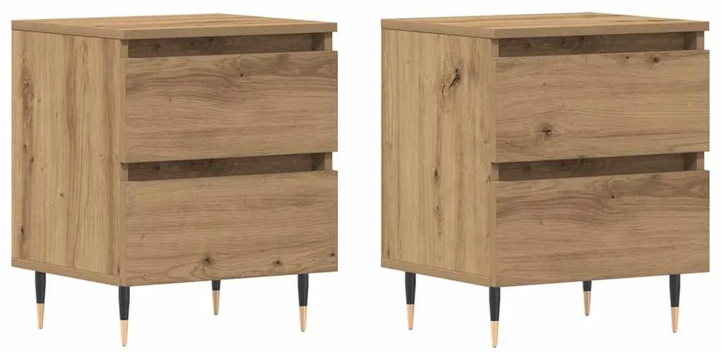 Camas de Cabeceira vidaXL 2 pcs Carvalho Artesanal 40x35x50 cm Madeira