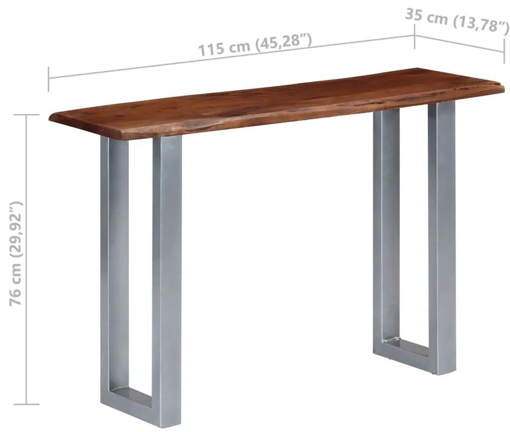 Mesa consola 115x35x76 cm madeira de acácia maciça e ferro