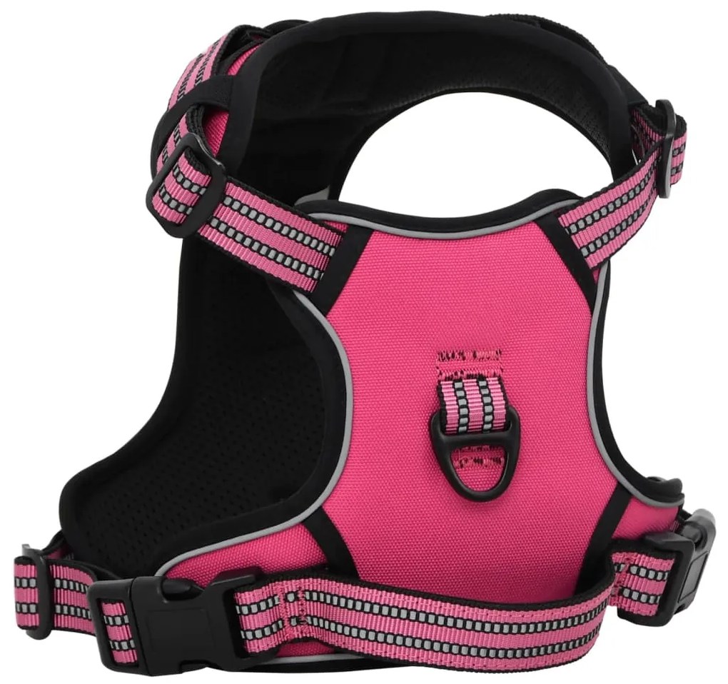 Peitoral para cães com faixas refletoras ajustável M rosa