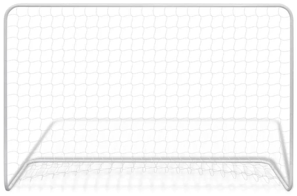 Baliza de futebol com rede 182x61x122 cm aço branco