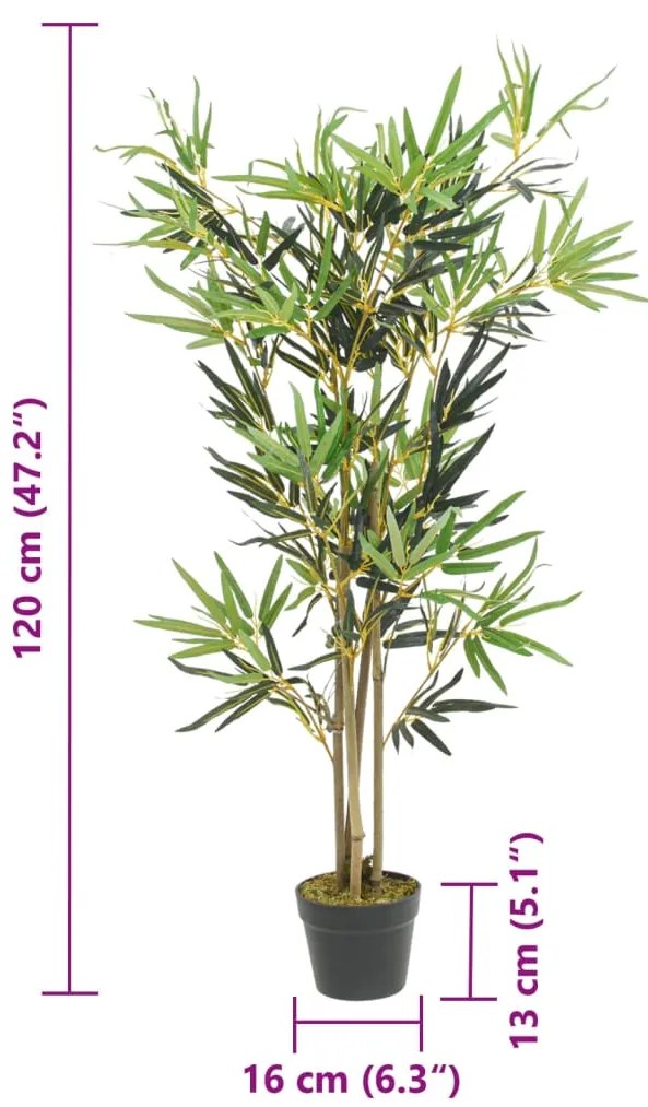 Árvore de bambu artificial 552 folhas 120 cm verde