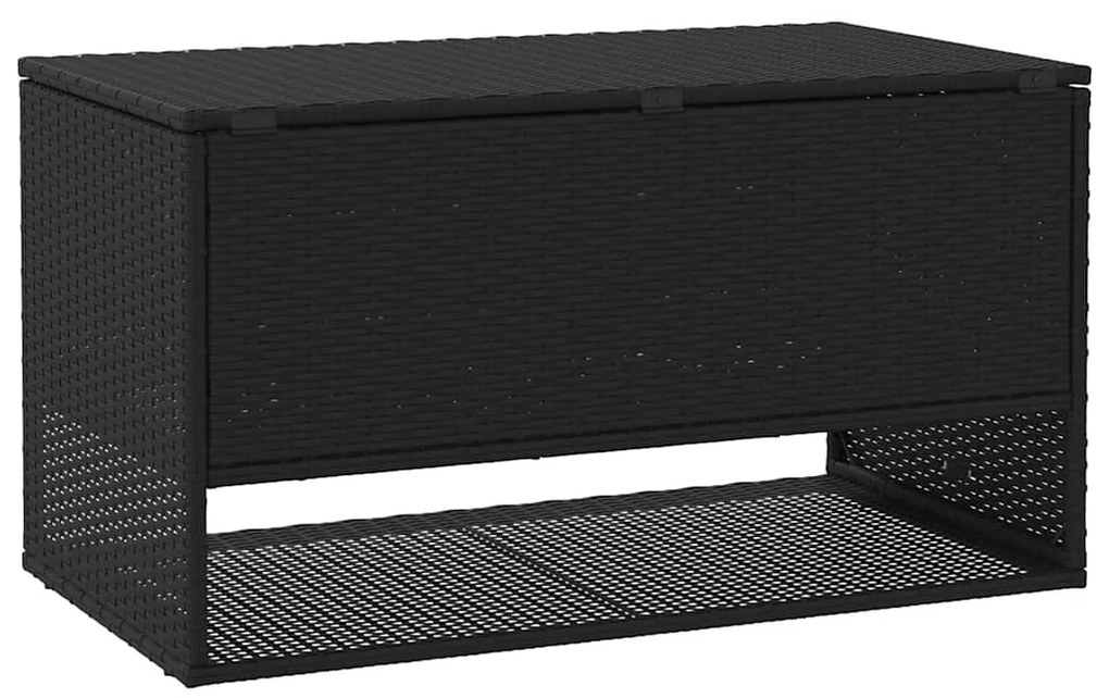Caixa para almofadões de exterior 100x55x55,5 cm vime PE preto