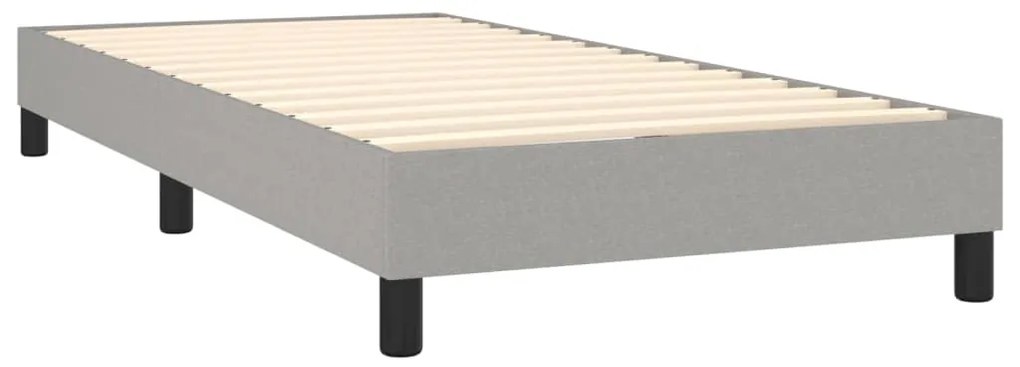 Cama box spring c/ colchão e LED 90x200 cm tecido cinza-claro