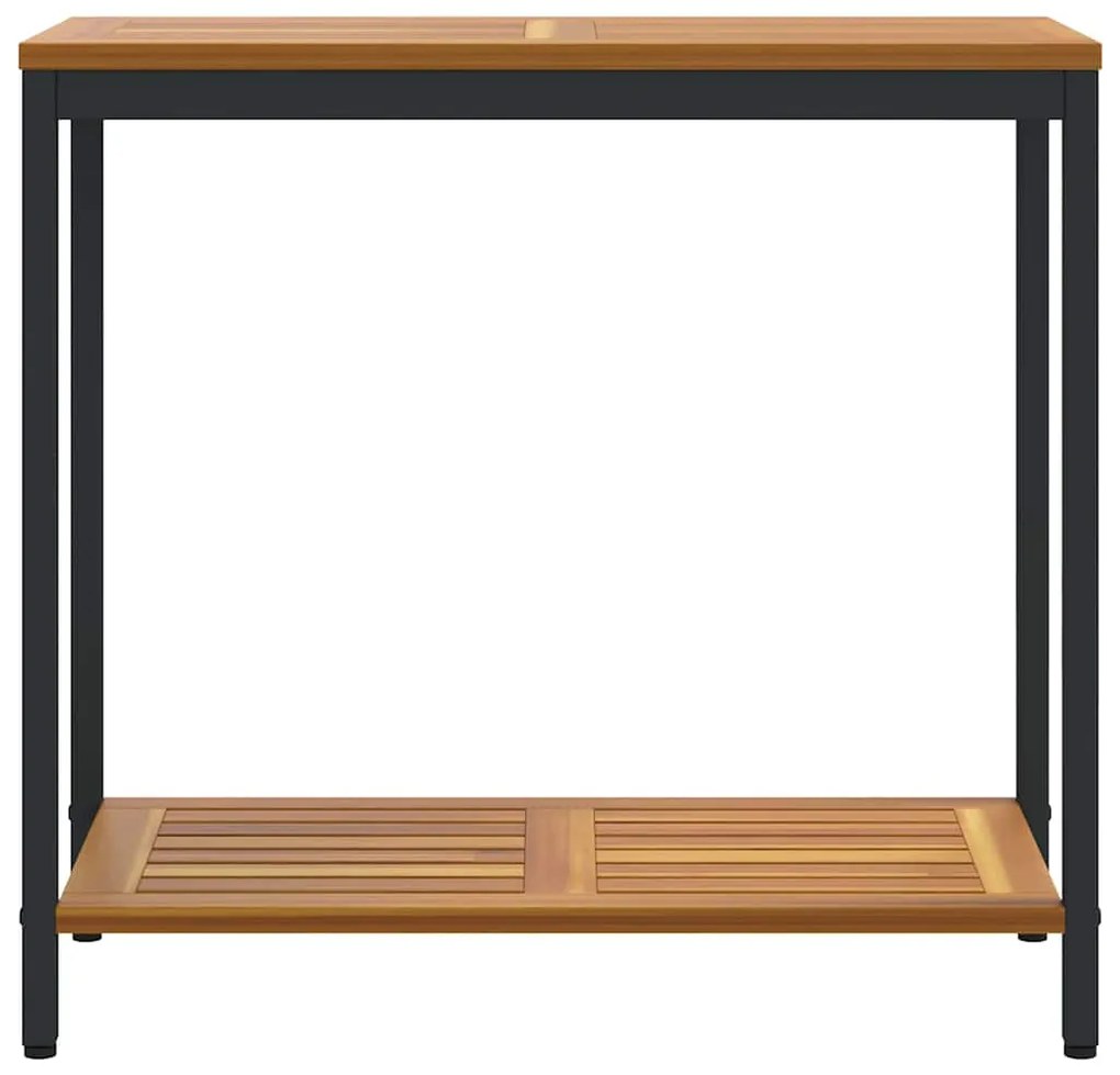 Mesa Outdoor Natural e Preto 35x80x75 cm em madeira sólida e aço