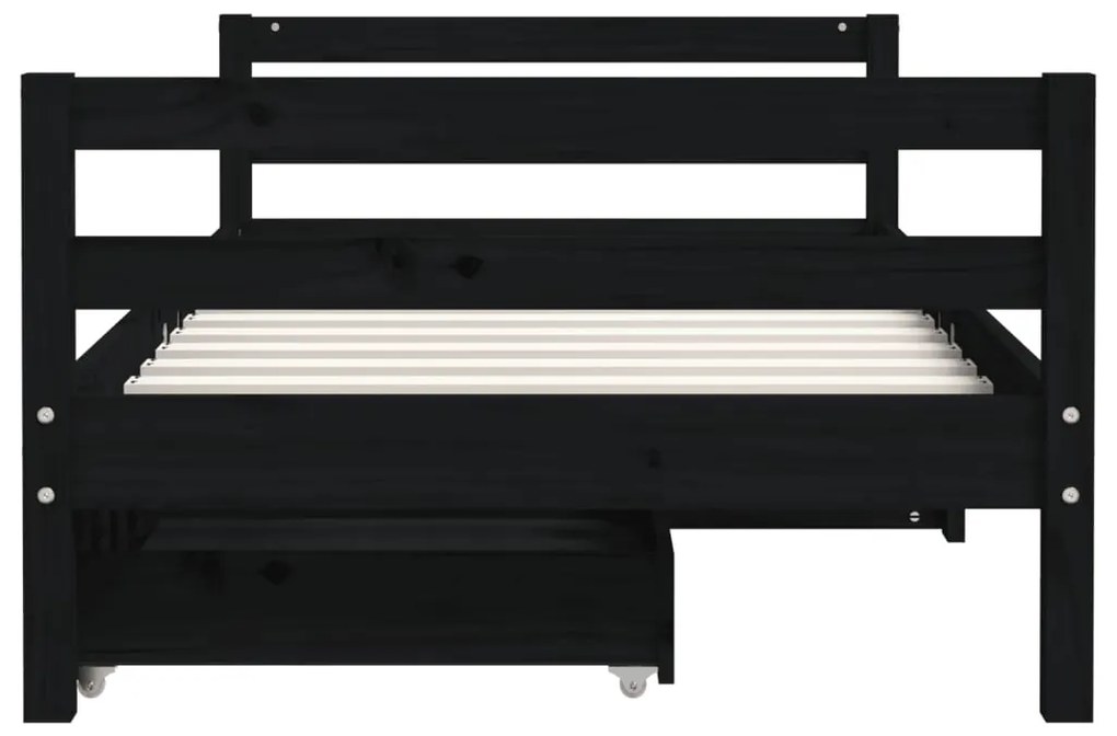 Estrutura cama infantil c/ gavetas 80x160 cm pinho maciço preto