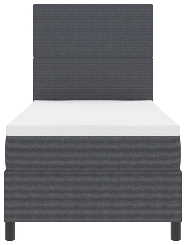 Cama Box Spring com Colchão Cinza Escuro 90x200 cm Tecido Veludo Cordu