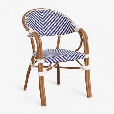 Pacote De 2 Cadeiras De Jardim Empilháveis Com Braços Em Alumínio Brielle Bistro Azul Ken - Gardénia Branco - Sklum