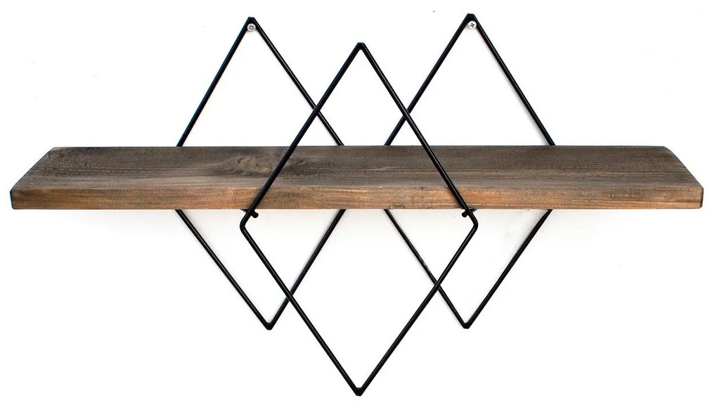 Prateleira Decorativa de Madeira Wr033 – Nogueira e Preto – 41x32x15 c