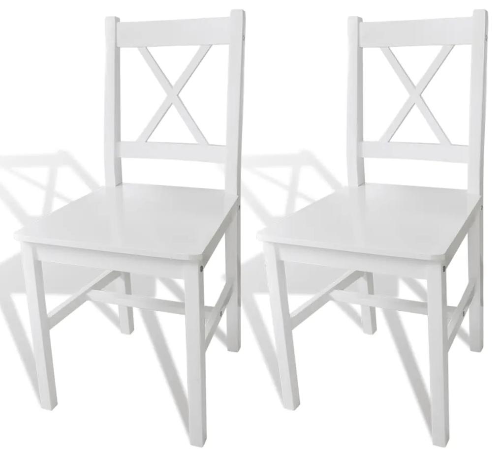 241510 vidaXL Cadeiras de jantar 2 pcs madeira de pinho branco