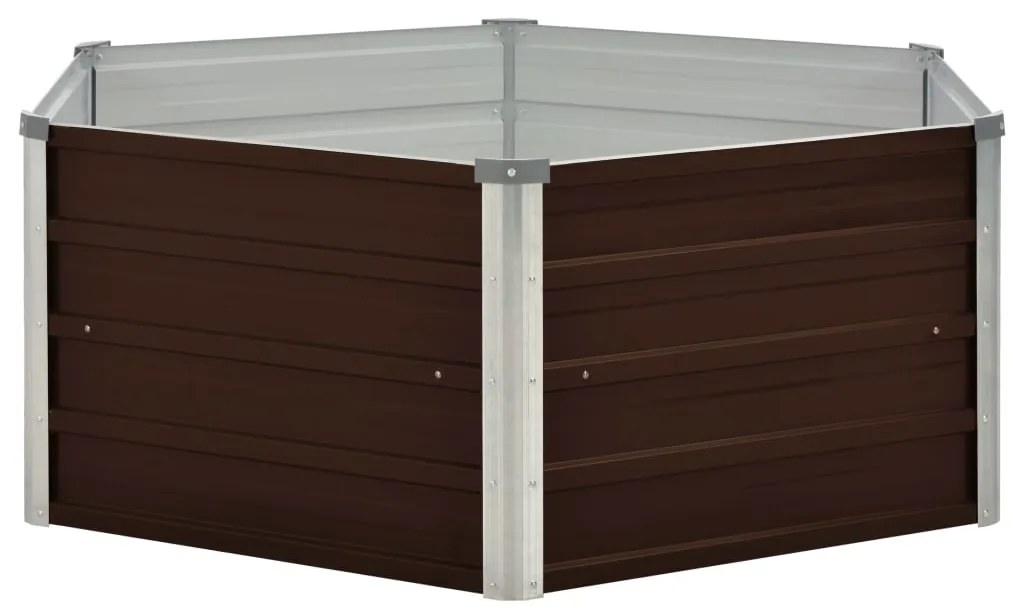 Canteiro jardim elevado 129x129x46cm aço galvanizado castanho