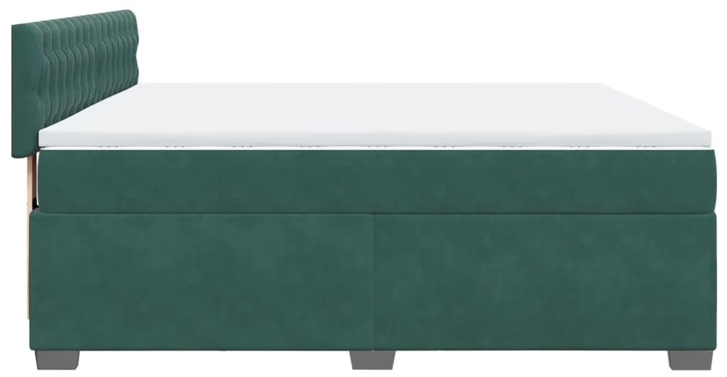 Cama com molas/colchão 180x200 cm veludo verde-escuro