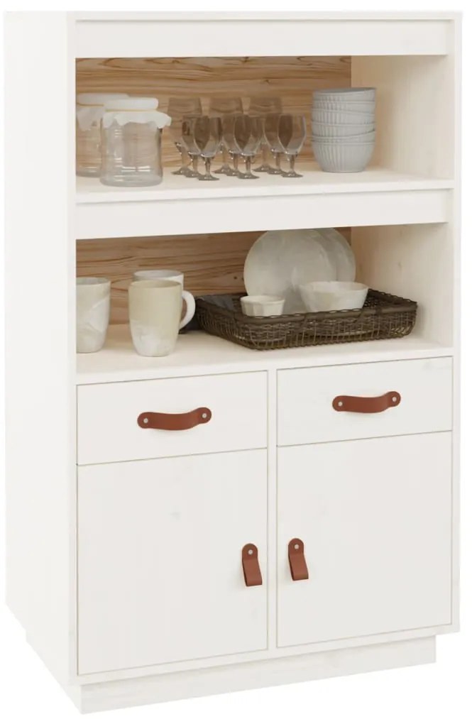 Aparador alto 67x40x108,5 cm pinho maciço branco