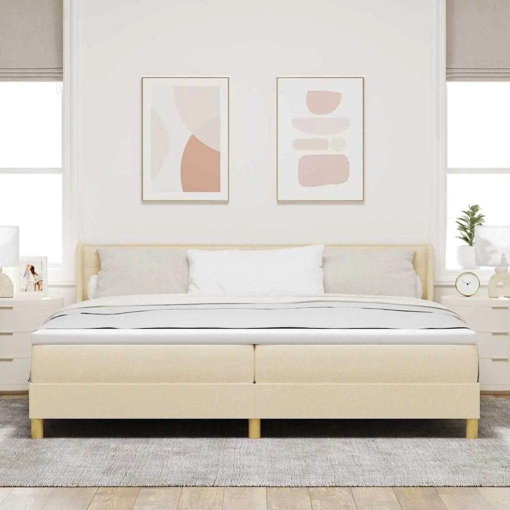 Cama Box com Colchão , Creme, 200 x 200 cm, Têxtil.