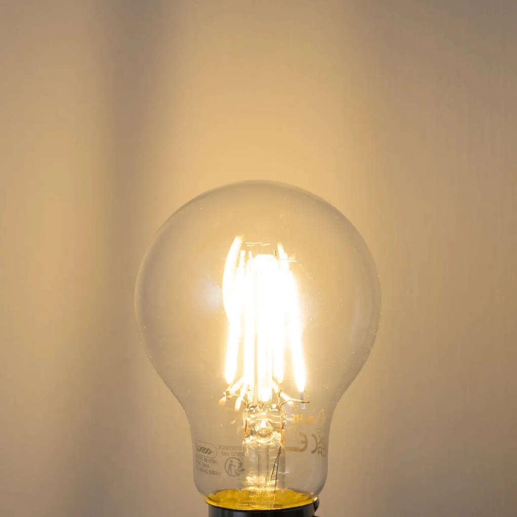Conjunto de 5 lâmpadas LED E27 reguláveis A60 transparentes 4W 470 lm 2700K