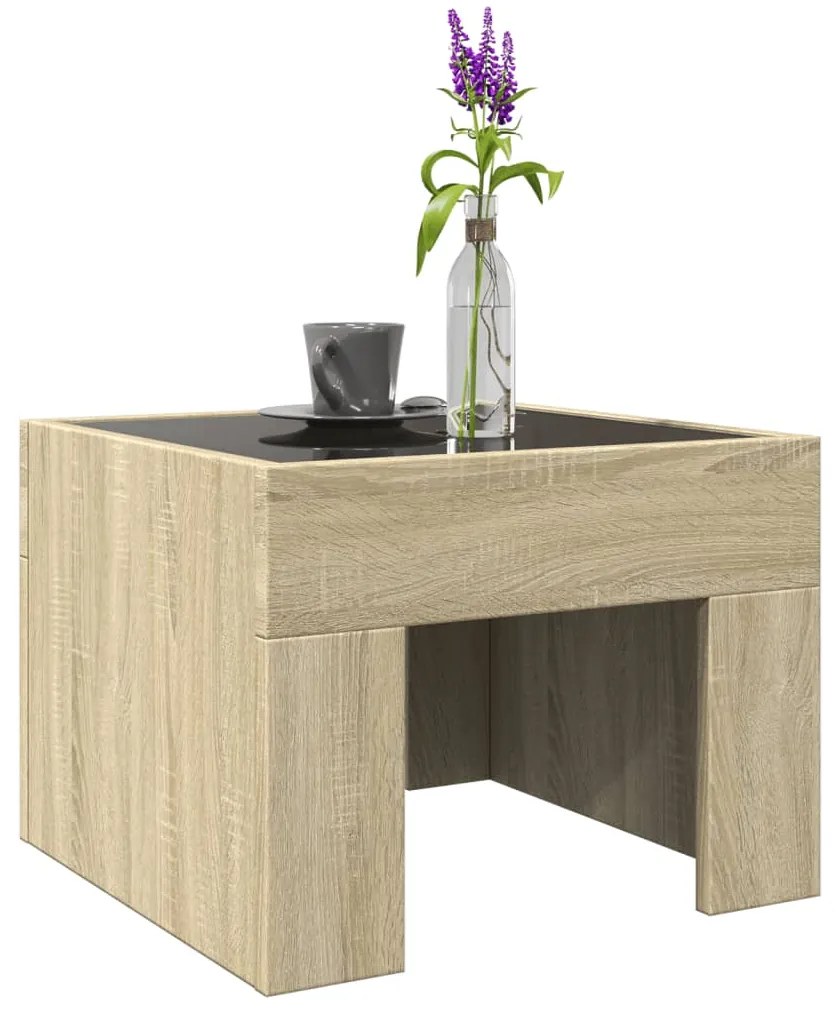 Mesa de centro luzes LED Infinity 40x40x30 cm carvalho sonoma