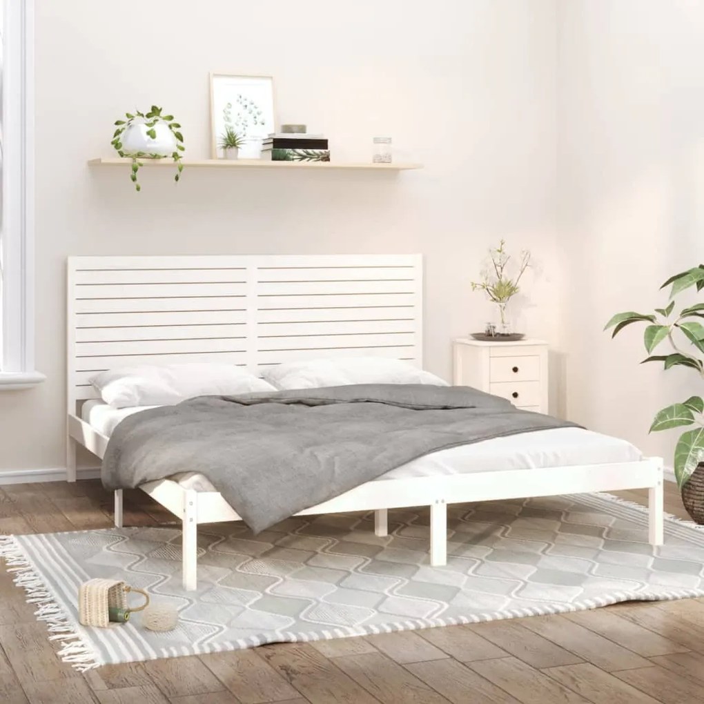 vidaXL Estrutura de cama 200x200 cm madeira maciça branco