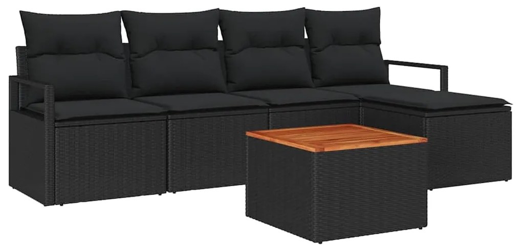 Conjunto de Sofá de Jardim 6 pcs Preto Grande Vime