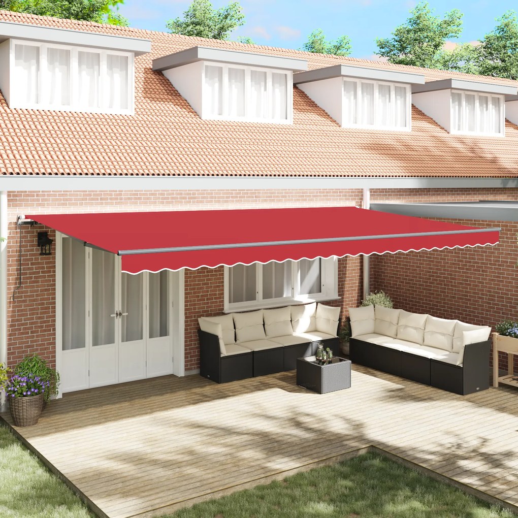 vidaXL Toldo Retrátil Manual Vermelho 600x300 cm