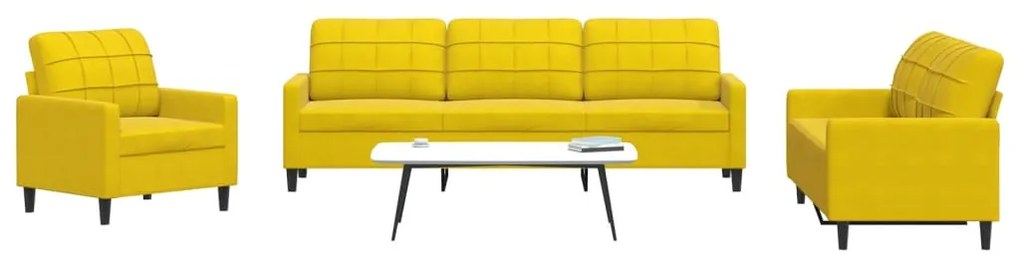 4 pcs conjunto de sofás com almofadões veludo amarelo