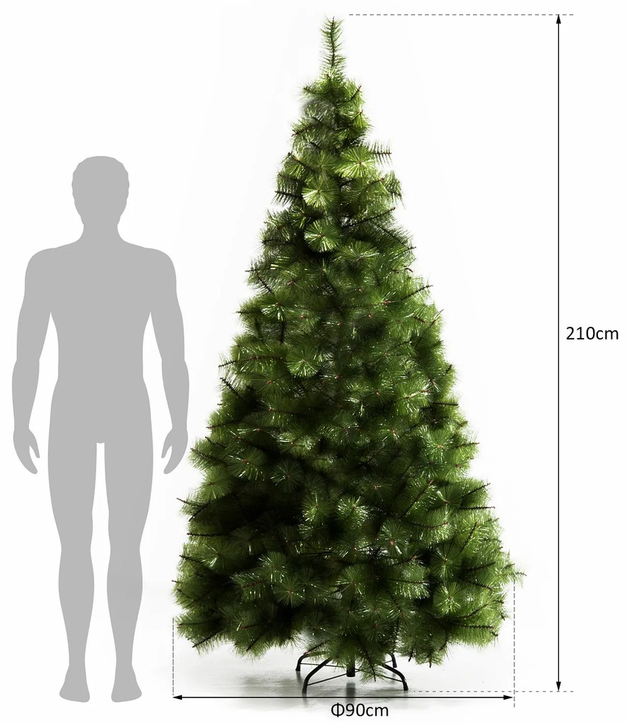 ® Árvore de Natal 210cm Artificial Árvore de Pinho com Suporte Metálico 505 Ramas