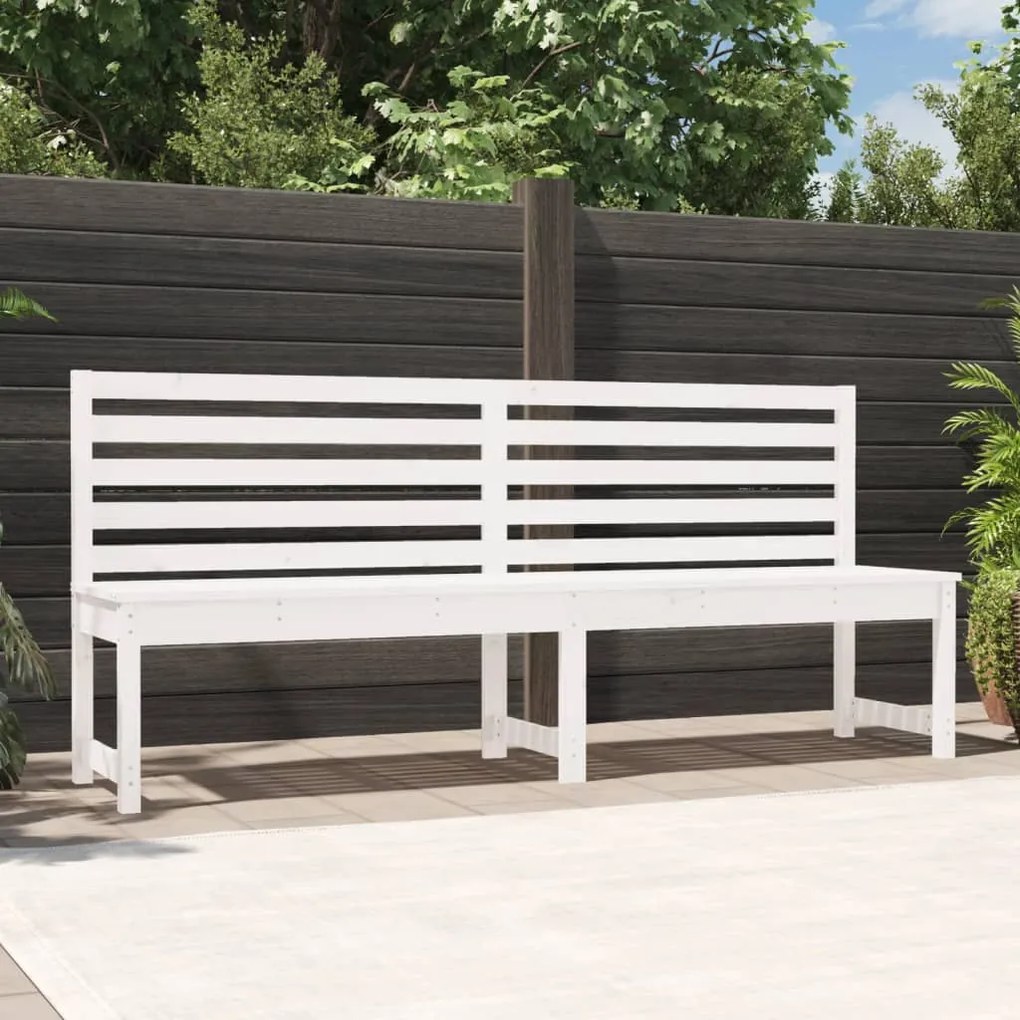 vidaXL Banco de jardim 201,5 cm madeira de pinho maciça branco