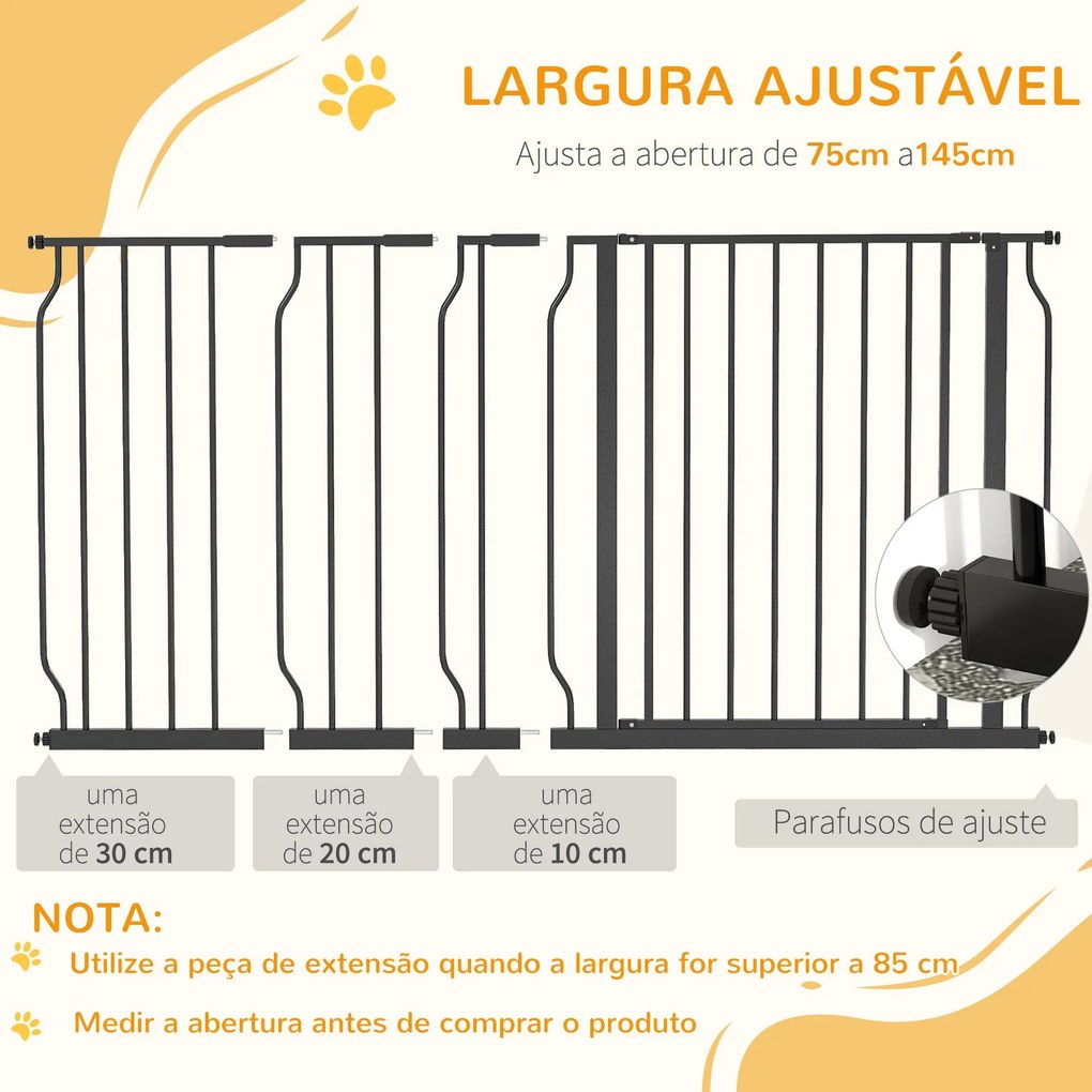 PawHut Barreira de Segurança para Cães Extensível com 3 Extensões Mont