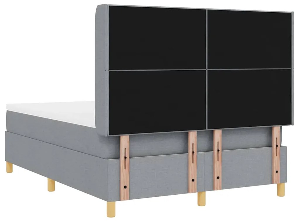 Cama Box com Colchão e Luz LED Cinza Claro 140x200 cm Tecido