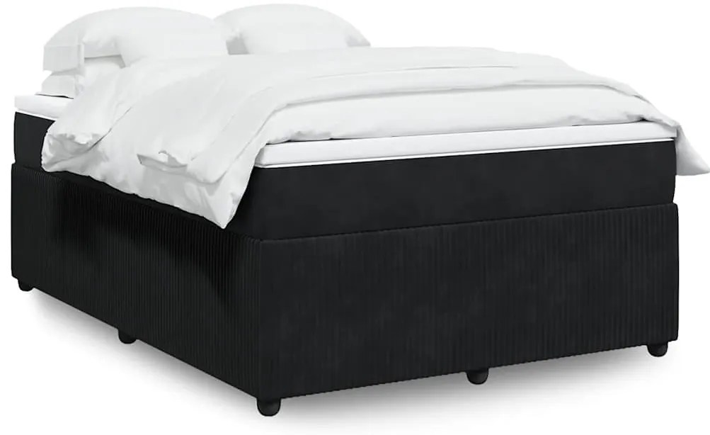 Cama com molas/colchão 160x200 cm veludo preto