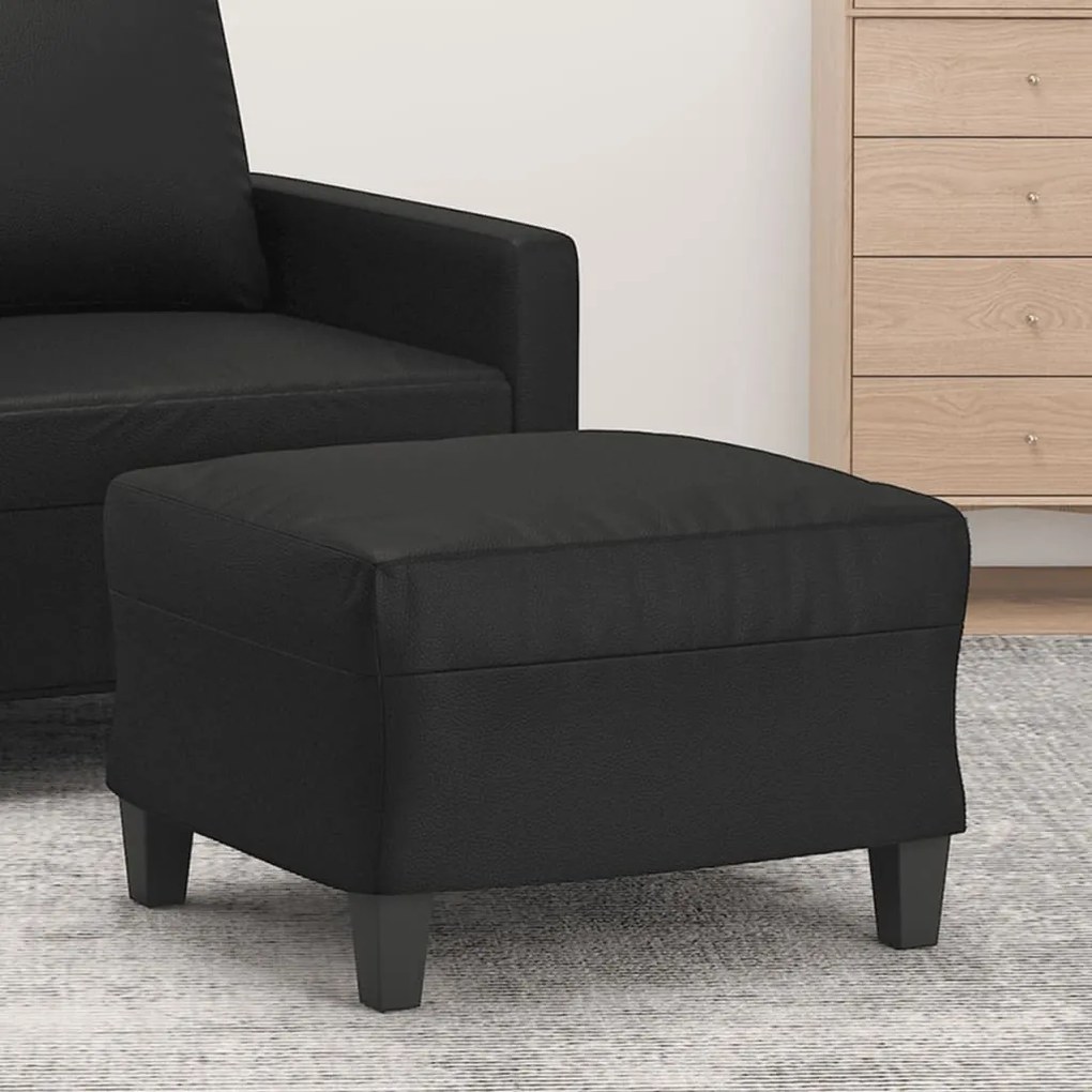 vidaXL Apoio de pés 60x50x41 cm couro artificial preto
