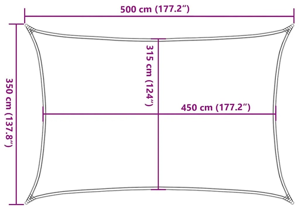 Para-sol estilo vela 160 g/m² 3,5x5 m PEAD vermelho