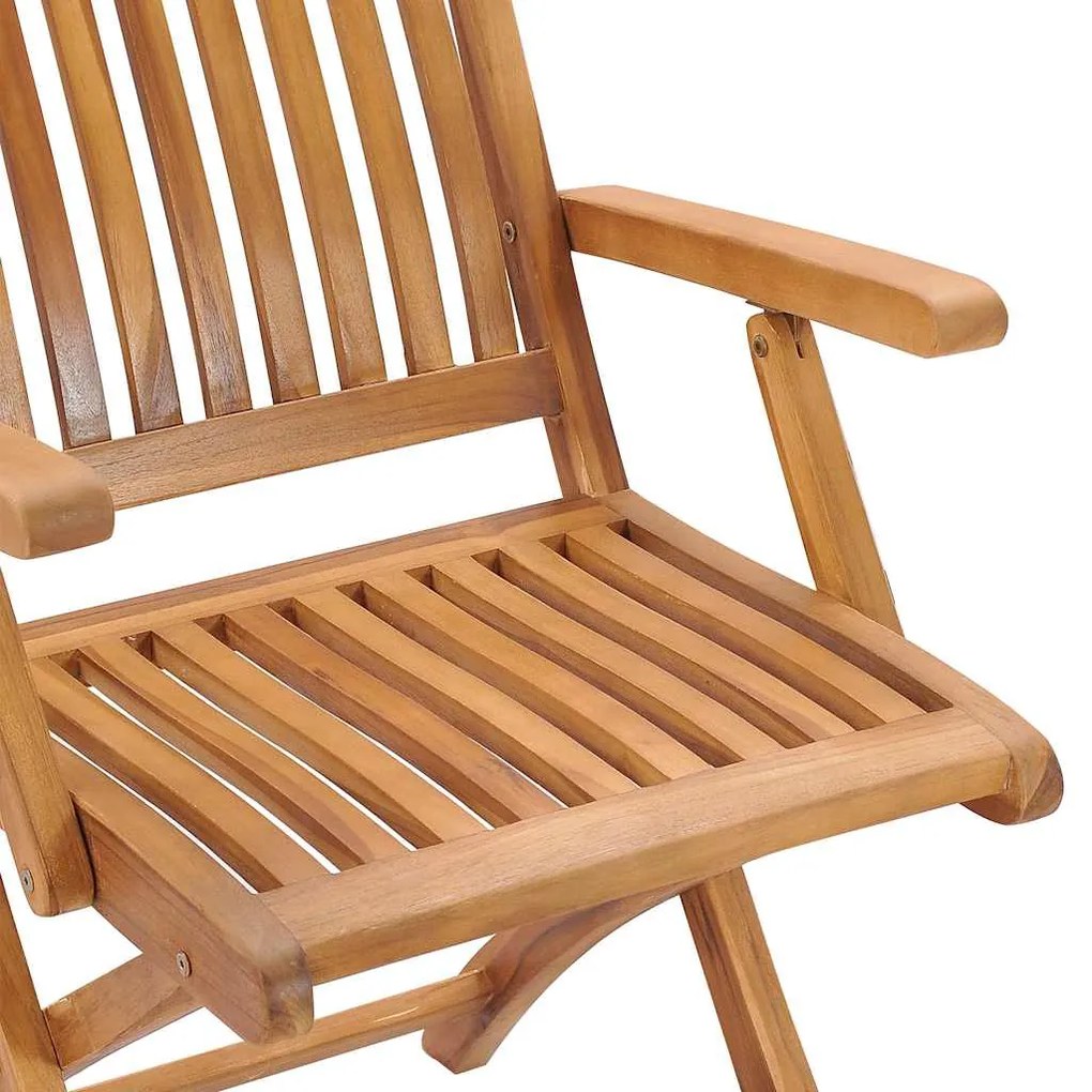 Cadeiras de jardim dobráveis c/ almofadões 8 pcs teca maciça