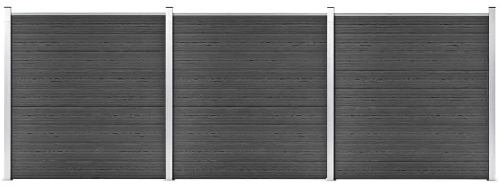 Conjunto de painel de vedação WPC 526x186 cm preto
