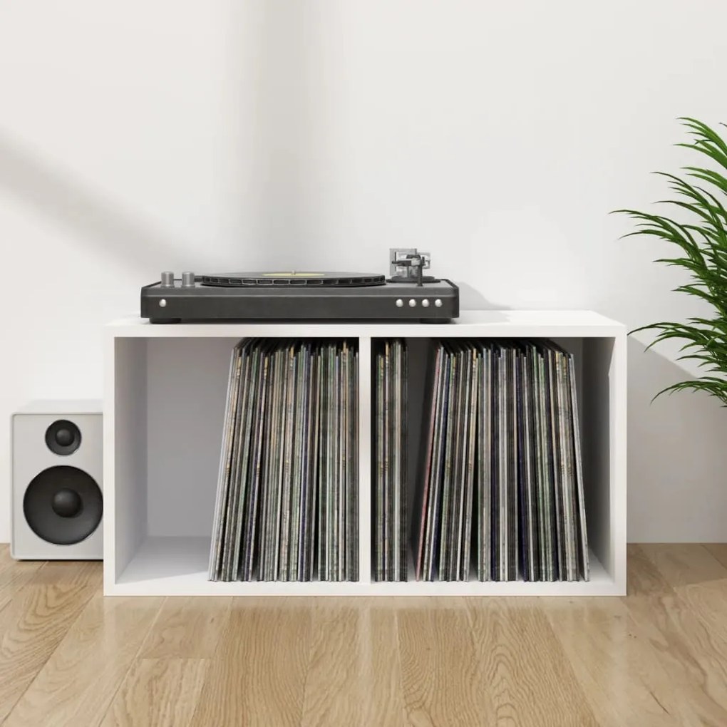 800117 vidaXL Caixa para discos vinil 71x34x36 cm derivados de madeira branco