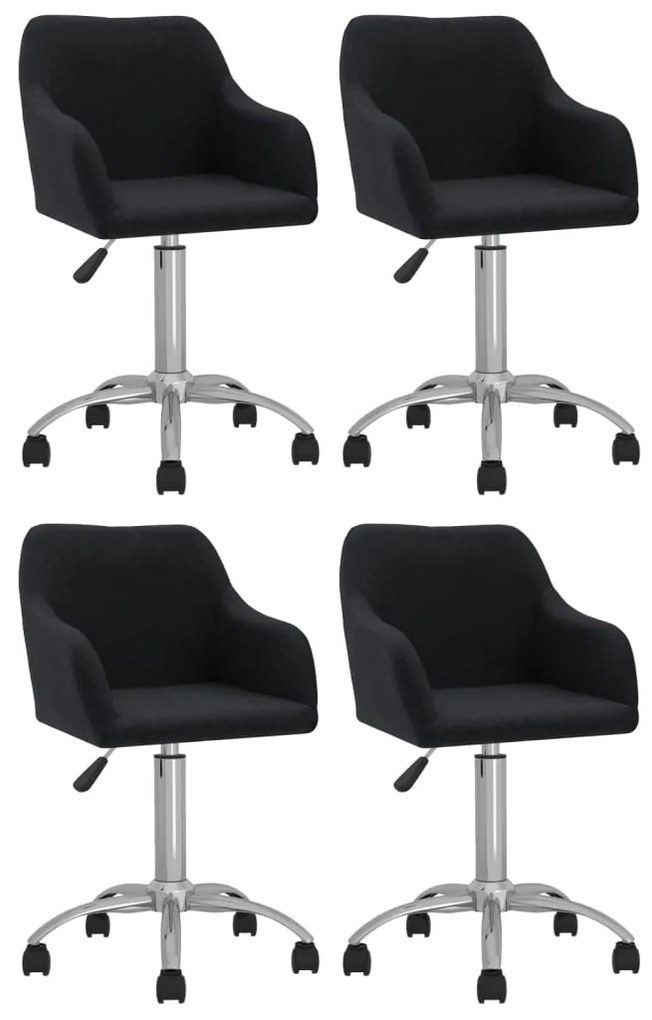 vidaXL Cadeiras de jantar giratórias 4 pcs tecido preto