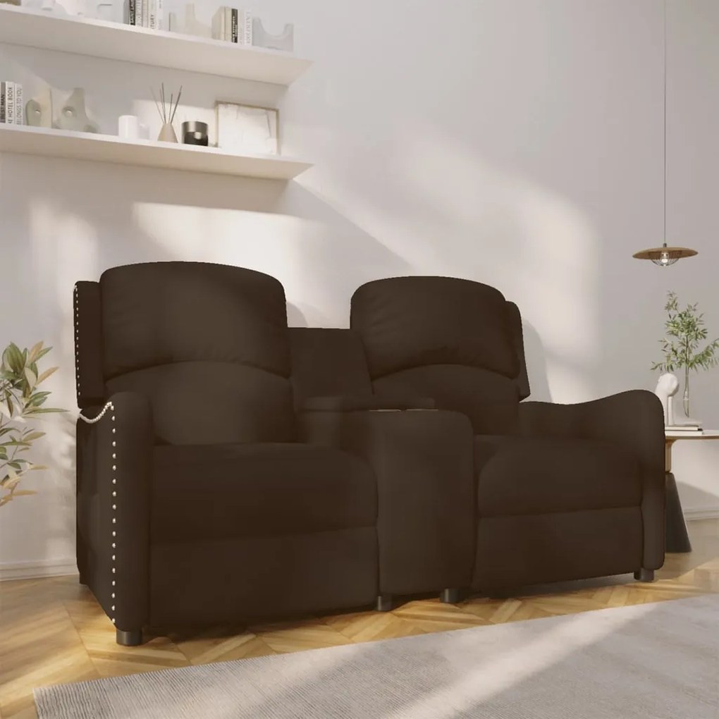 vidaXL Sofá reclinável 2 lug. c/ suportes p/ copos couro art. castanho