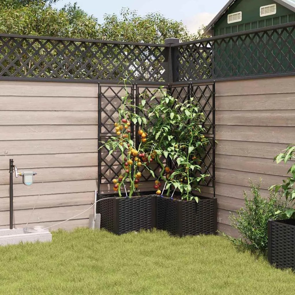 Jardineiras de Jardim 1 pc Preto 80 x 80 x 142 cm Plástico