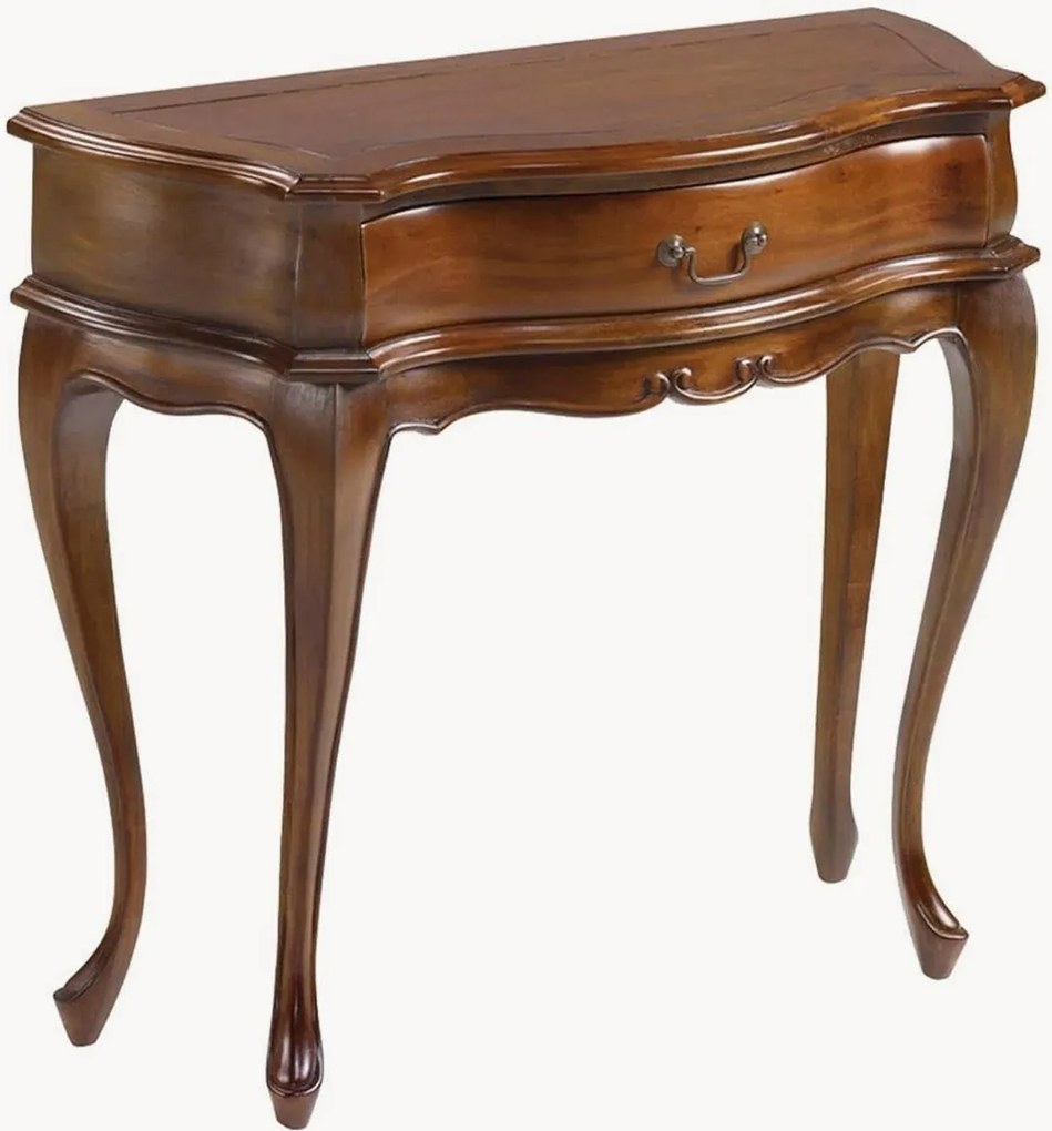 Consola em madeira de mogno artesanal com gaveta Vintage