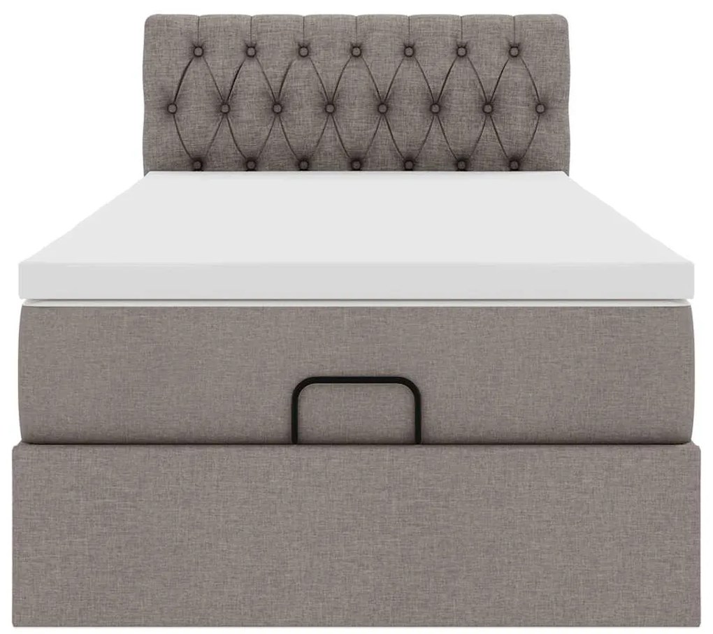 Cama otomana com colchão 100x200 cm tecido cinza